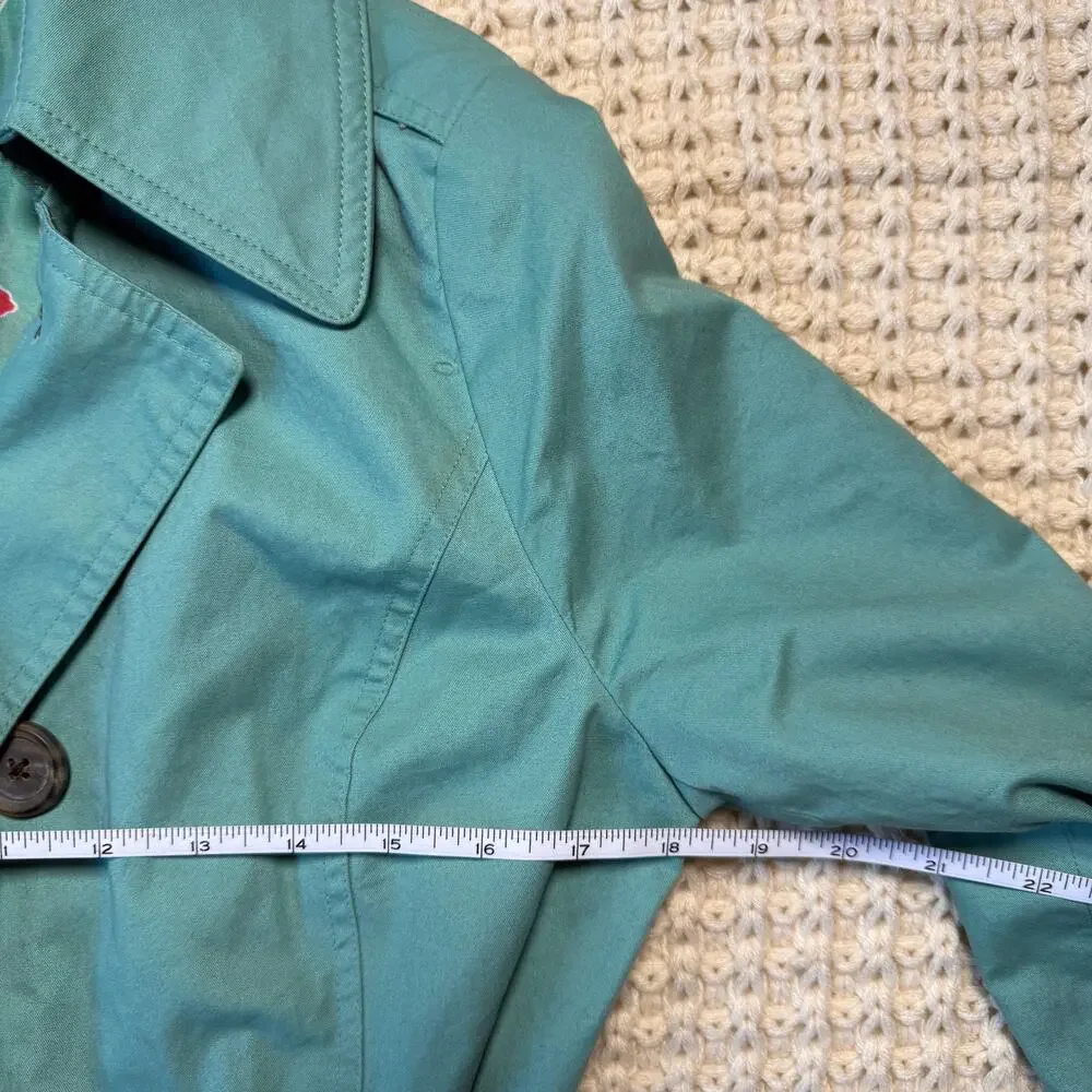 LC Lauren Conrad Seafoam Green Trench Coat Floral Lining Size 4 - Picture 6 of 14